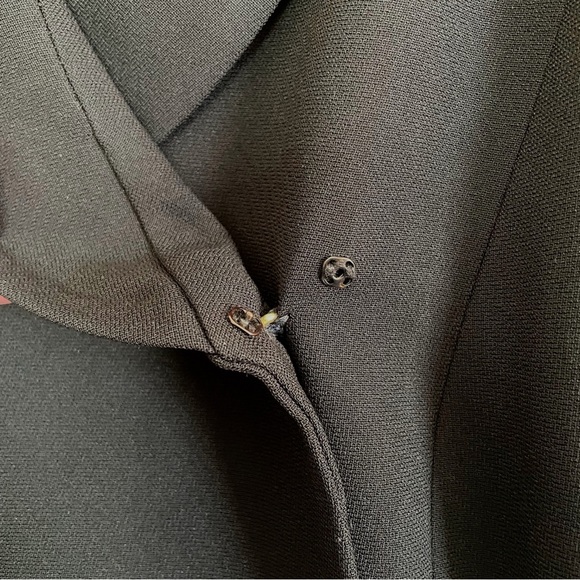 Talbots Vintage Black Crepe Double-Breasted Gold Button Blazer - Picture 9 of 13